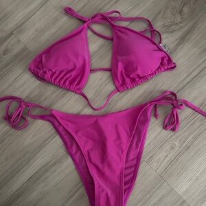 Women's Fuchsia Tie-String Bikini Set